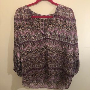 Roz &Ali Pink pattern being sleeve blouse